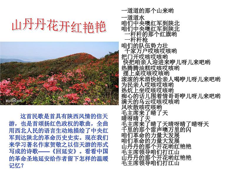 八年级下册语文课件《回延安》  人教版（2016部编版） (1)01