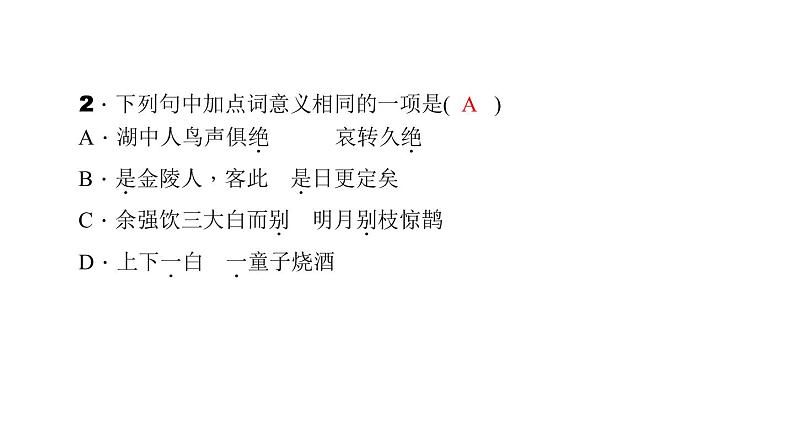 （语文版）八年级语文上册第五单元20湖心亭看雪习题课件04