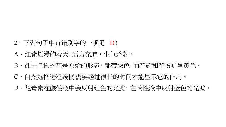 （语文版）八年级语文上册第四单元14花儿为什么这样红习题课件第4页