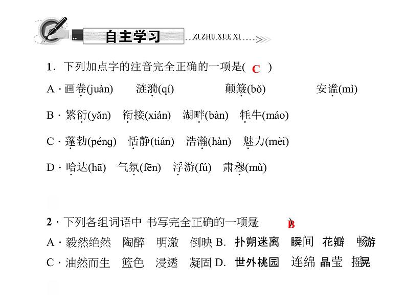 （语文版）八年级语文上册第一单元3青海湖，梦幻般的湖习题课件第6页