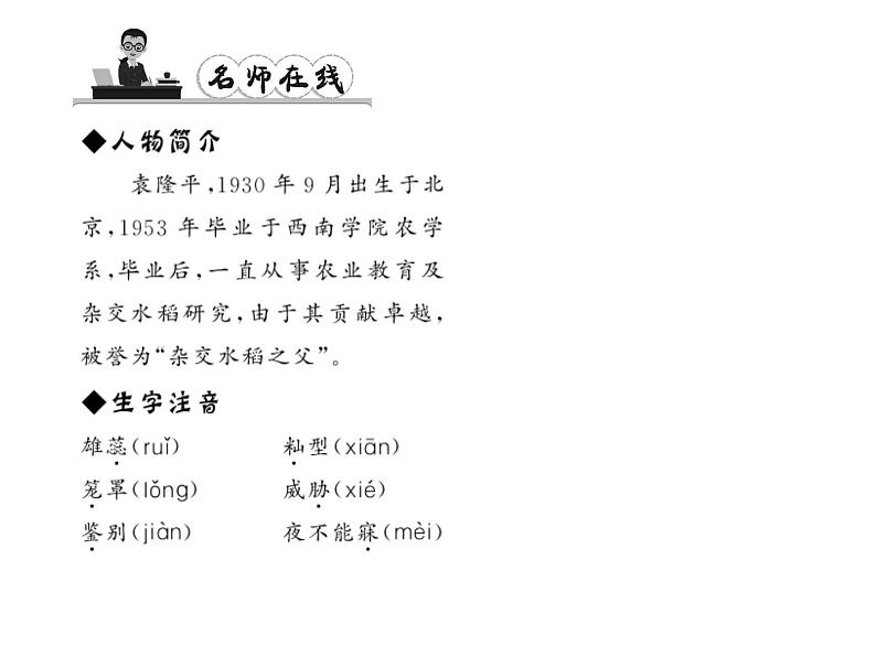 （语文版）八年级语文上册第二单元8杂交水稻之父——袁隆平习题课件第2页