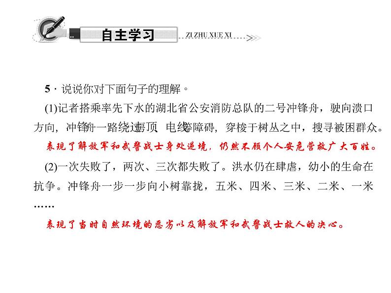 （语文版）八年级语文上册第二单元7生命之舟习题课件第8页