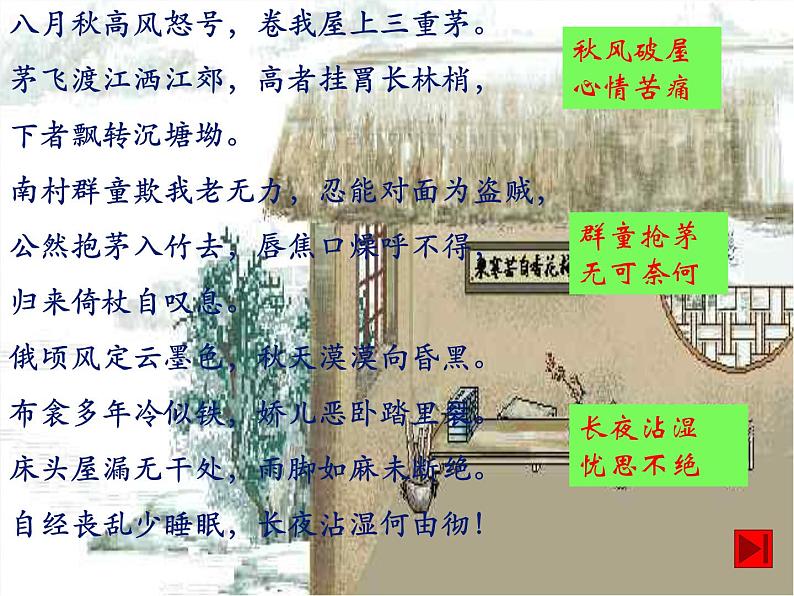 八年级上语文课件诗五首  茅屋为秋风所破歌 (16)_鲁教版第3页
