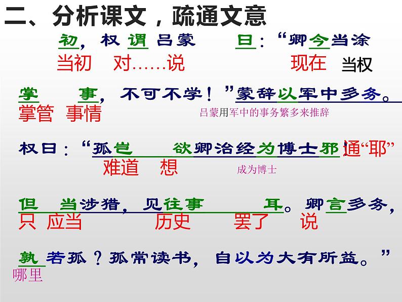 人教部编版七年级下册孙权劝学孙权课堂教学PPT课件第8页