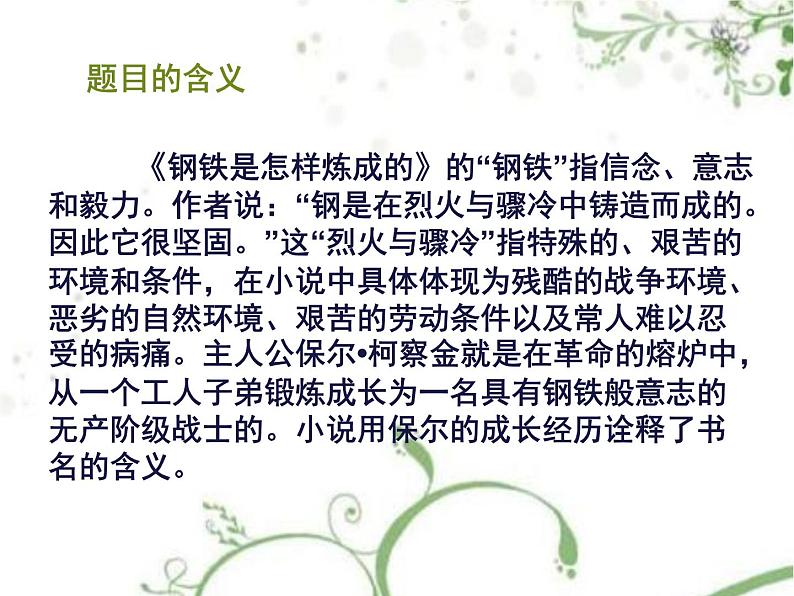 部编版八年级下册语文第六单元名著导读钢铁是怎样炼成的课件05