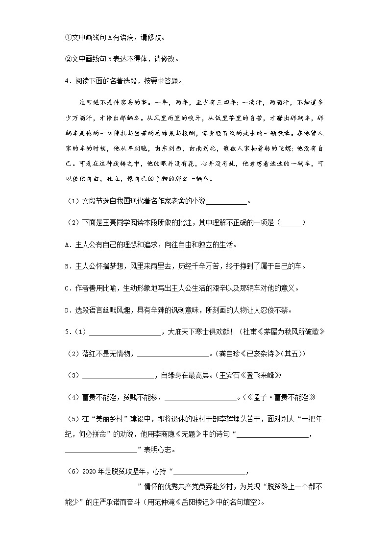 海南省2020年中考语文真题含答案解析03