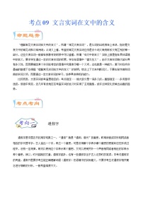 考点09 文言实词在文中的含义（考点详解）-备战2021年中考语文考点微专题