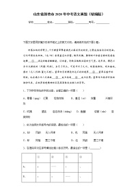 山东省潍坊市2020年中考语文真题含答案解析
