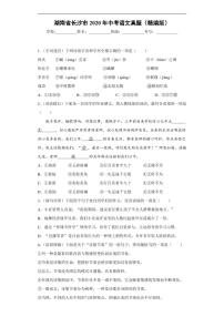 湖南省长沙市2020年中考语文真题含解析