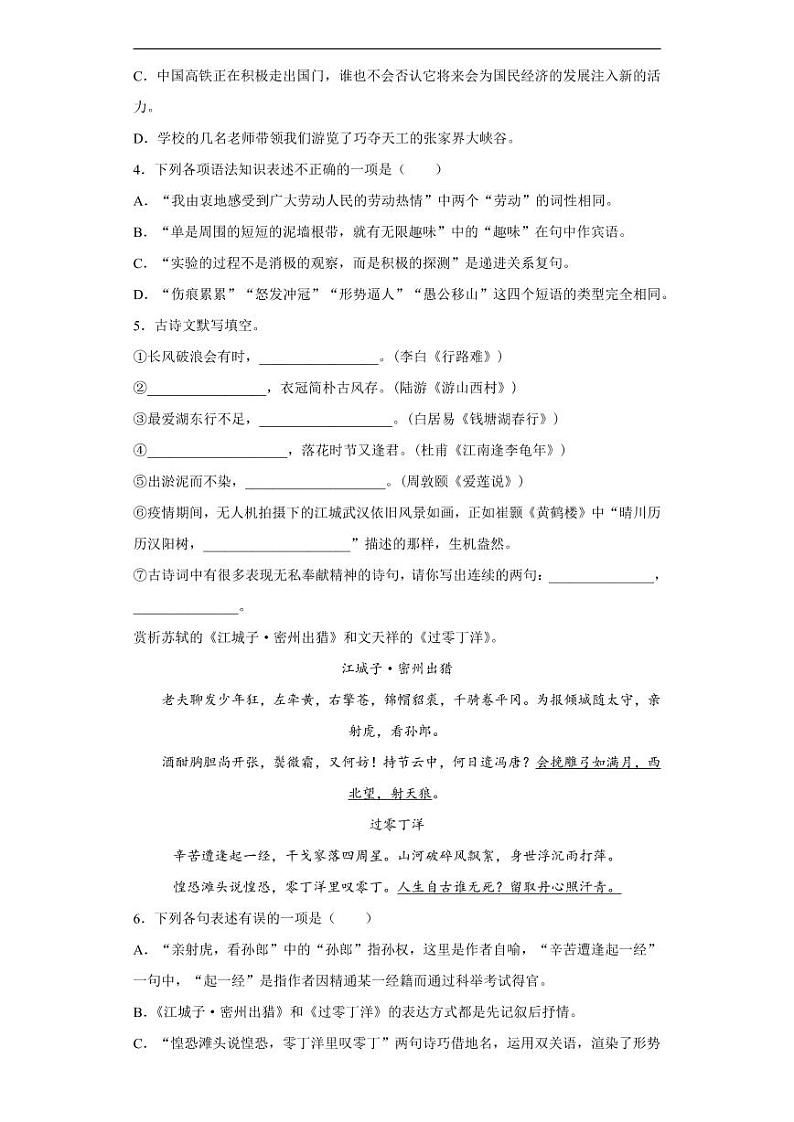 黑龙江省绥化市2020年中考语文真题含解析02