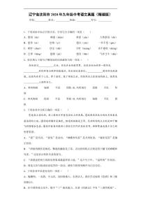 辽宁省沈阳市2020年九年级中考语文真题-含解析
