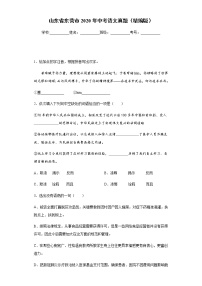 山东省东营市2020年中考语文真题含答案解析