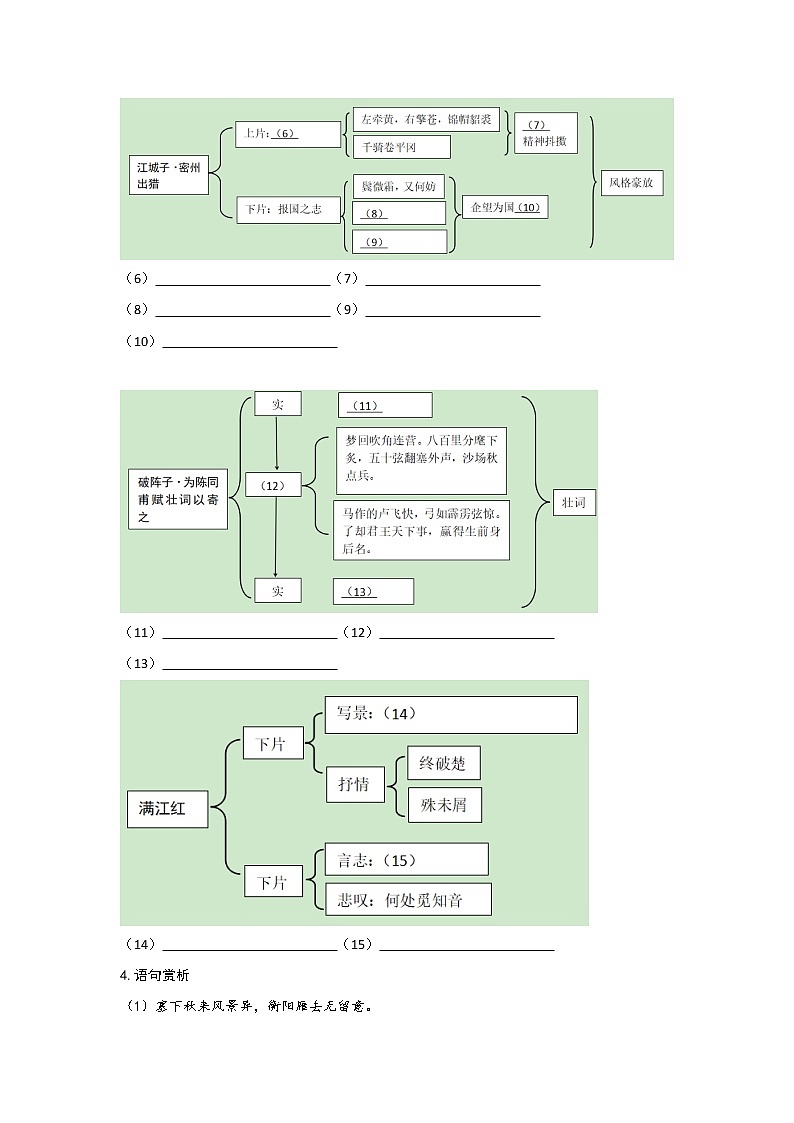 部编版 九年级下册语文  第三单元 第12课 《词四首》  预习作业（含答案） 练习02