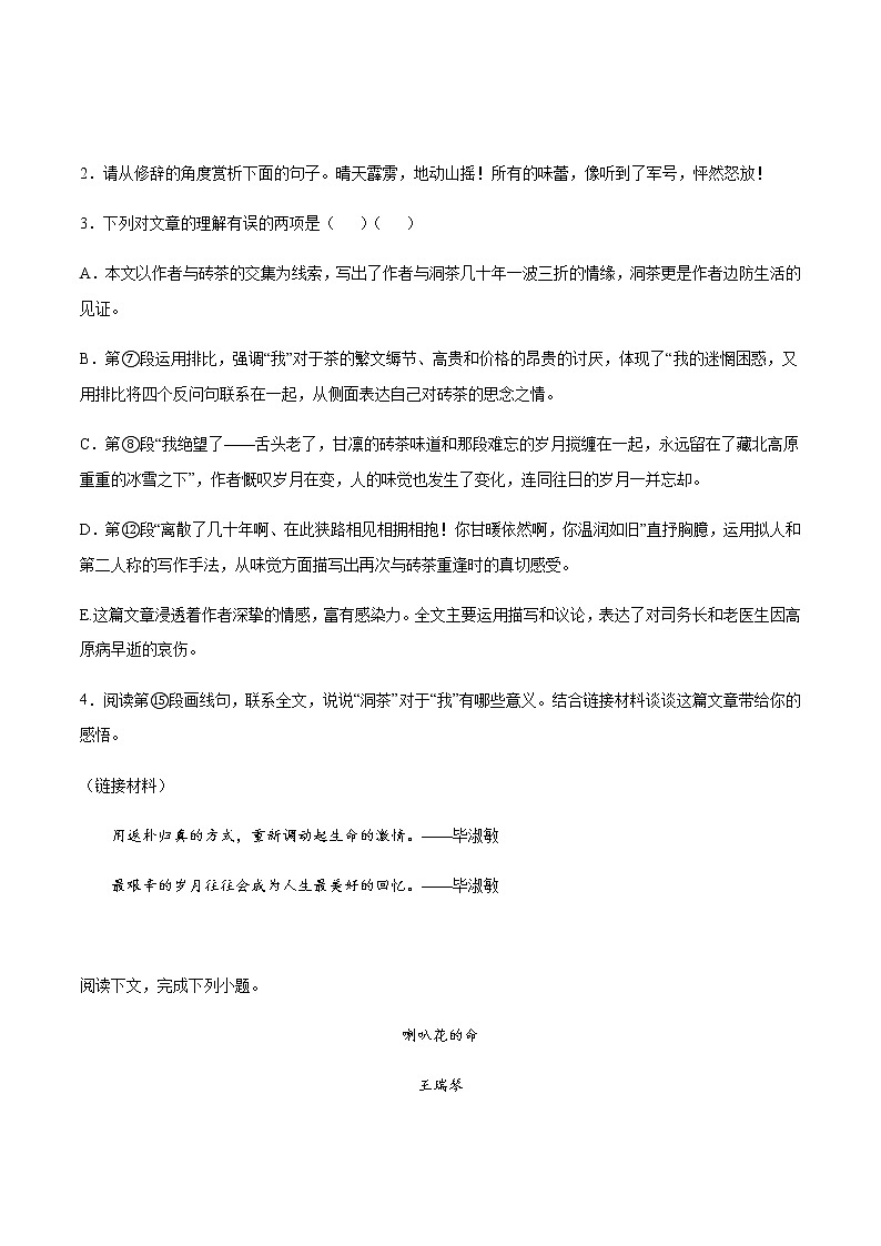 2021中考语文专项复习卷：专题35 记叙文阅读与鉴赏 （含原卷及解析卷）03