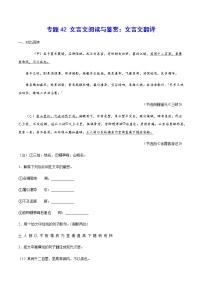 2021中考语文专项复习卷：专题42 文言文阅读与鉴赏：文言文翻译 （含原卷及解析卷）