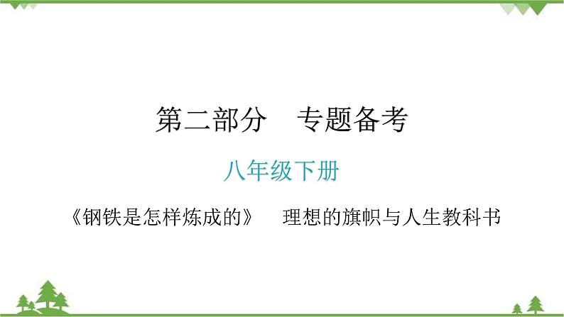 中考语文专项复习名著阅读《钢铁是怎样炼成的》  理想的旗帜与人生教科书   讲练课件01