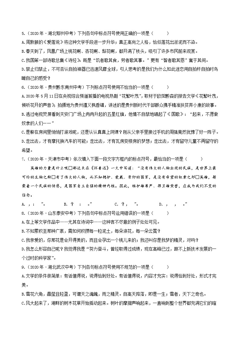 标点符号（中考语文冲刺训练题精编版原卷+解析）02