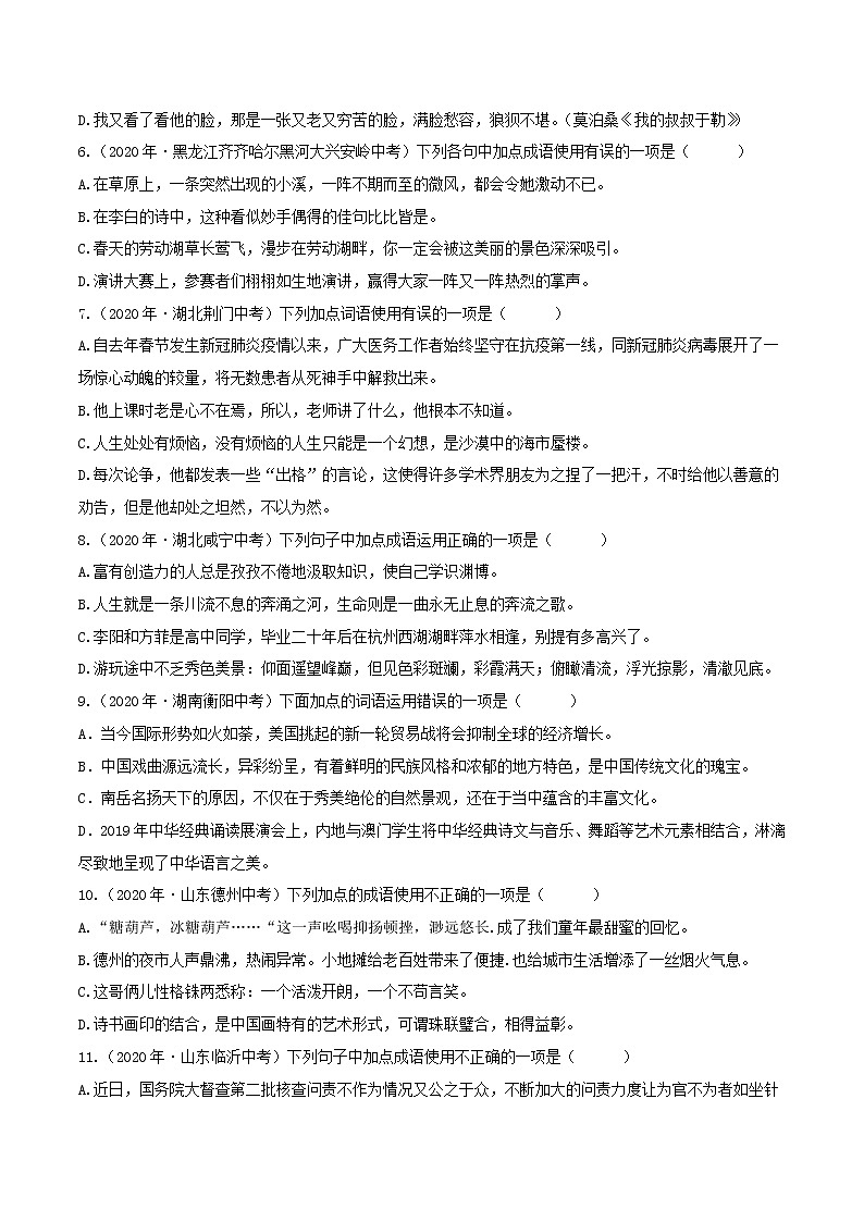 词语（中考语文冲刺训练题精编版原卷+解析）02