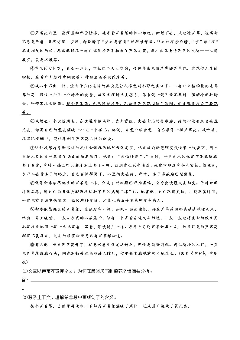 记叙文阅读（中考语文冲刺训练题精编版原卷+解析）第3页