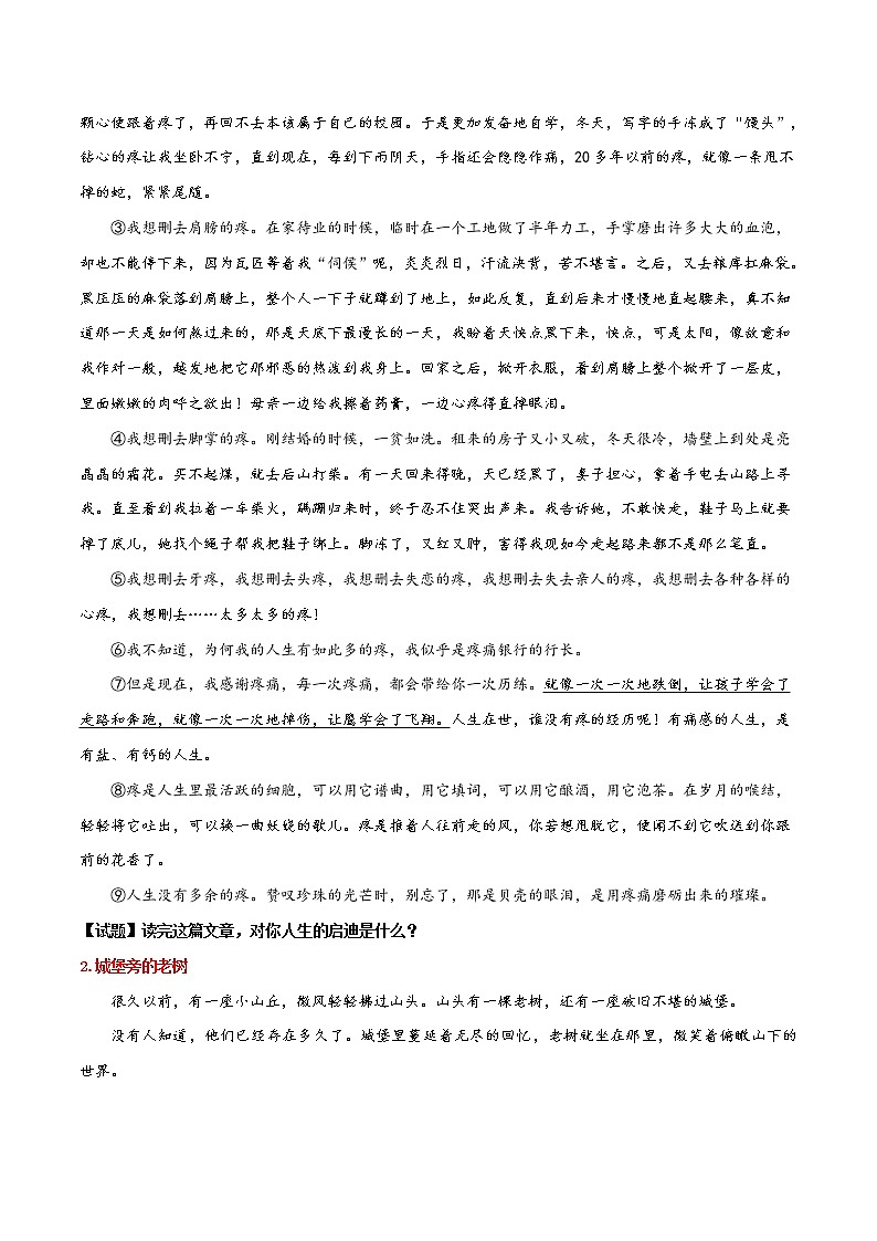 中考记叙文阅读之启示感悟（精讲精练）03