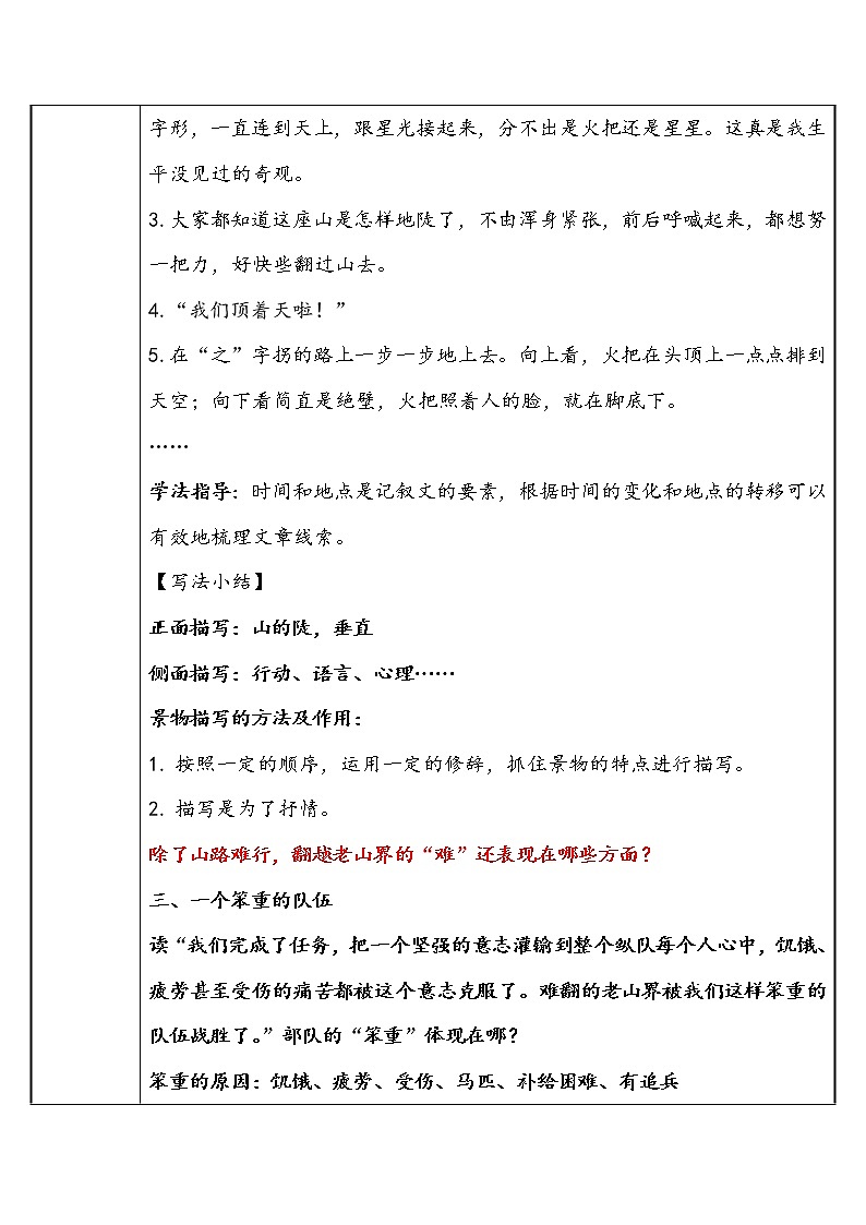 《老山界》教研组备课教学设计02