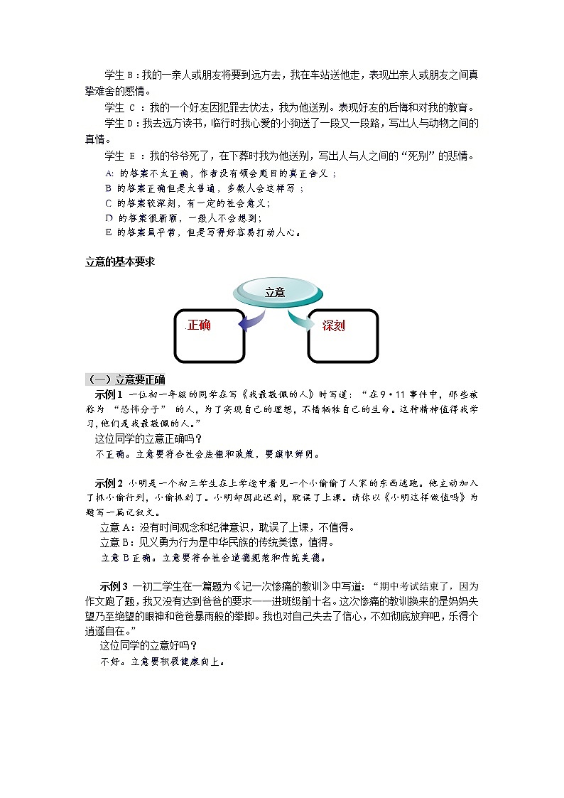 2021年中考语文热点专题记叙文写作之立意 教学案（知识点详解+训练）02