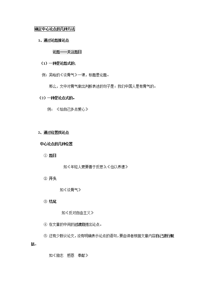 2021中考热点专题议论文之论点（知识点梳理+练习）03