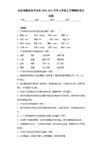 山东省临沂市平邑县2020-2021学年七年级上学期期末语文试题（word版 含答案）