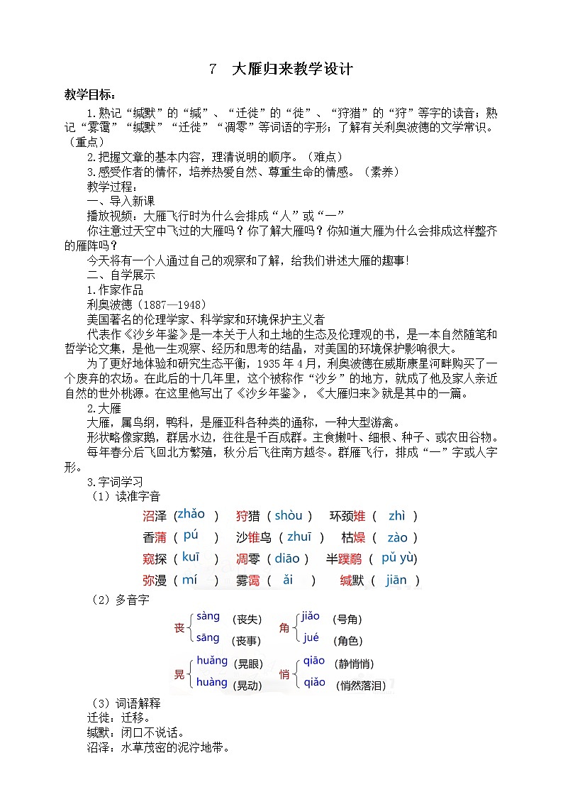 7《大雁归来》课件(共35张PPT)+教案+素材01