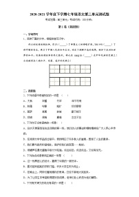 初中语文人教部编版七年级下册第三单元单元综合与测试单元测试练习