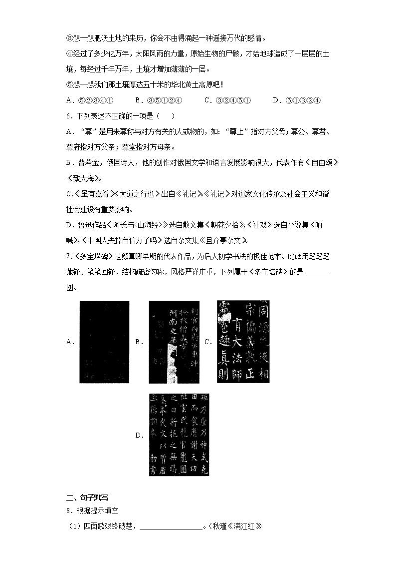 2021年云南省昭通市镇雄县一模语文试题（word版 含答案）02
