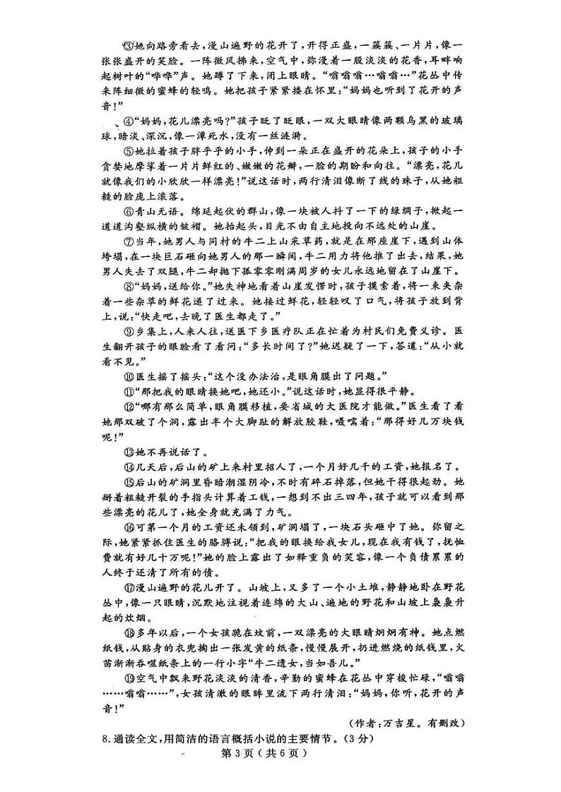 2021年河师大中考模拟 一模语文 试卷03