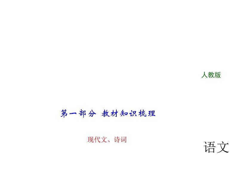 2018年中考语文（人教版，通用版）总复习课件：第一部分 教材知识梳理 八下现代文、诗词(共27张PPT)第1页