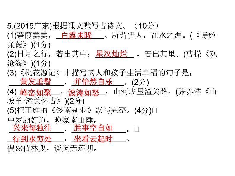 2018年中考语文总复习古诗文全解全练教师课件：真题探究 (共19张PPT)07