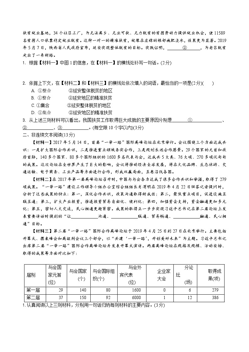初中语文中考模拟试卷 专题十五  非连续性文本阅读第2页