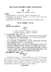 2019年广西玉林市陆川县九年级第二次中考适应性考试语文试题（word版 含答案）