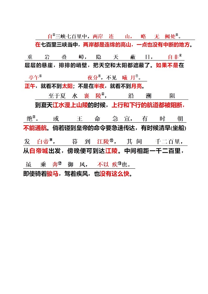 2021年中考语文课内文言文《三峡》知识梳理及练习（含答案）第2页