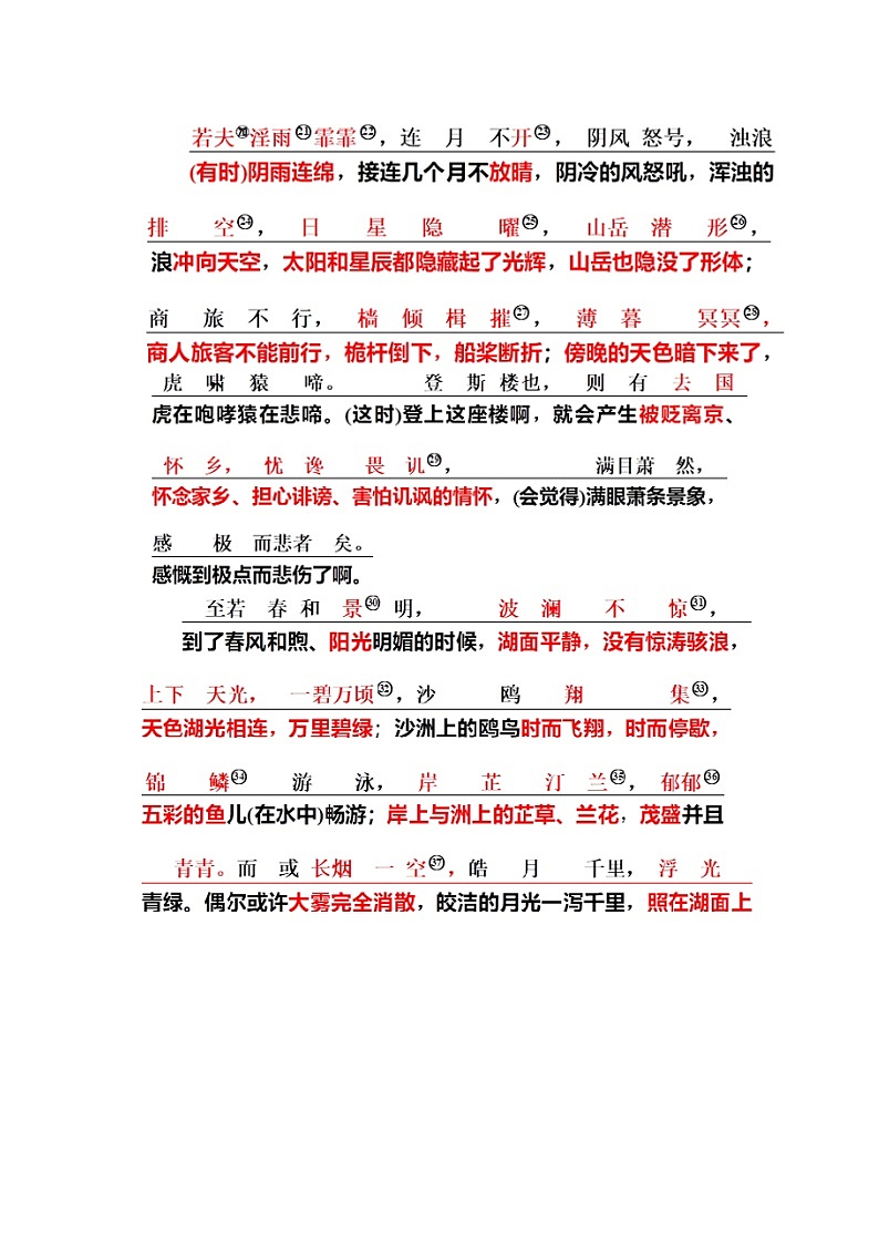 2021年中考语文课内文言文《岳阳楼记》知识梳理及练习（含答案）第3页