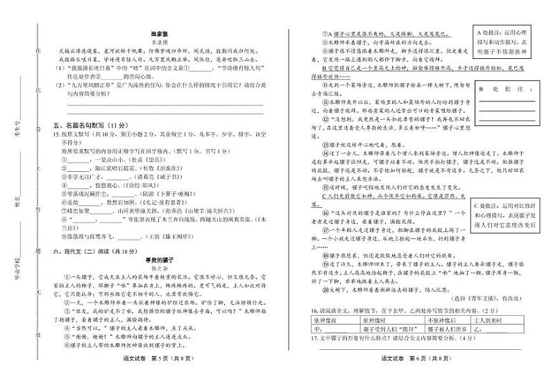 2020年广西柳州中考语文试卷附真卷答案解析03