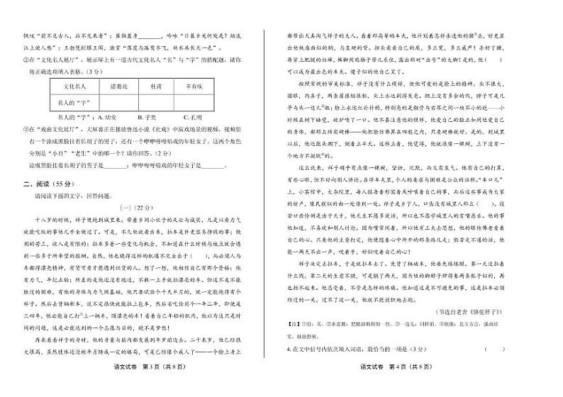 2020年安徽省中考语文试卷附真卷答案解析02