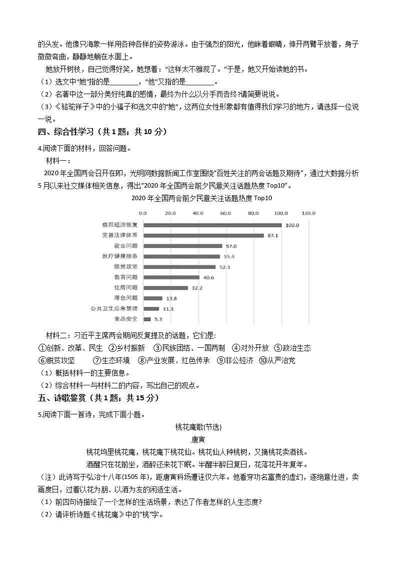 江苏省苏州八年级下学期语文期末试卷02