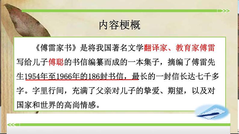 名著导读《傅雷家书》：选择性阅读 课件05