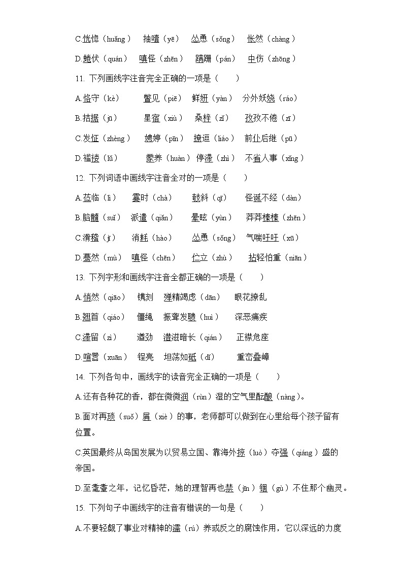2021年河南中考三轮冲刺提分训练：字音（含答案）第3页