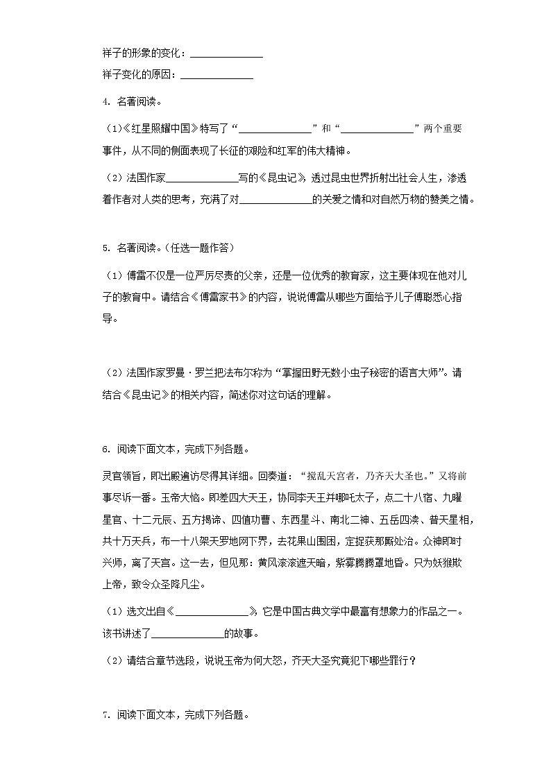 2021年河南省中考三轮冲刺提分训练：名著导读（含答案）第2页
