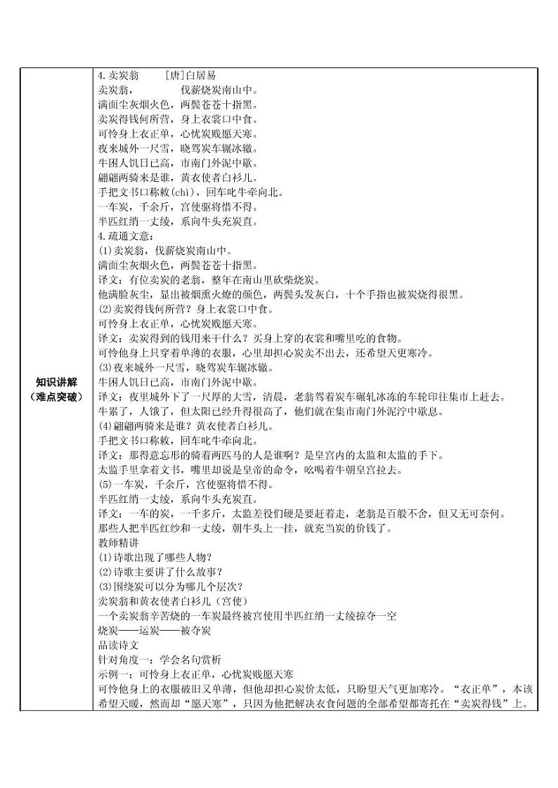 《卖炭翁》优课教案——感受民生疾苦第2页