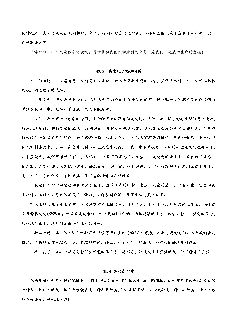 07 人生感悟篇-2021年中考考前作文提分必备（范文） 试卷03