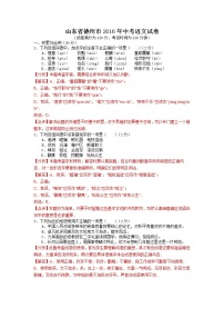 2016年山东省德州市中考语文试卷逐题解析