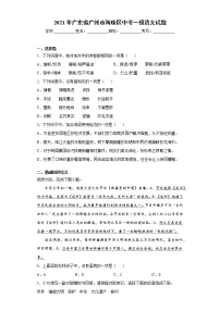 2021年广东省广州市海珠区中考一模语文试题（word版 含答案）