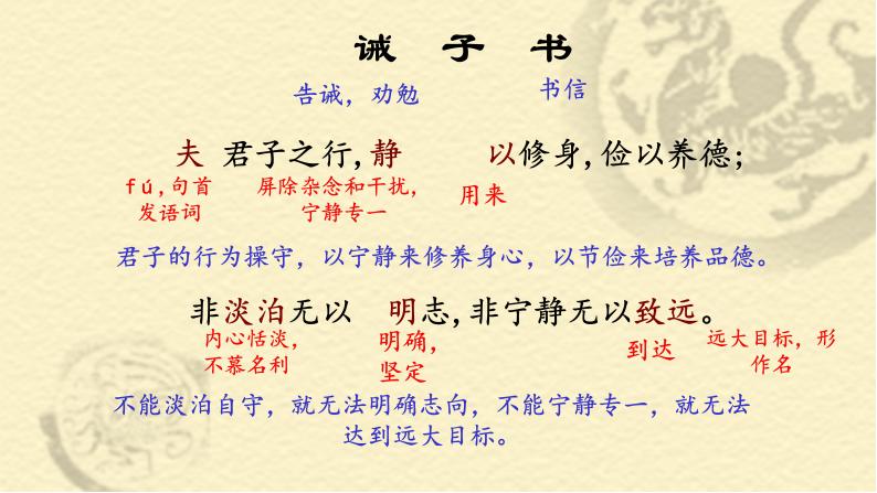初中语文人教部编版七年级上册15诫子书课文配套课件ppt