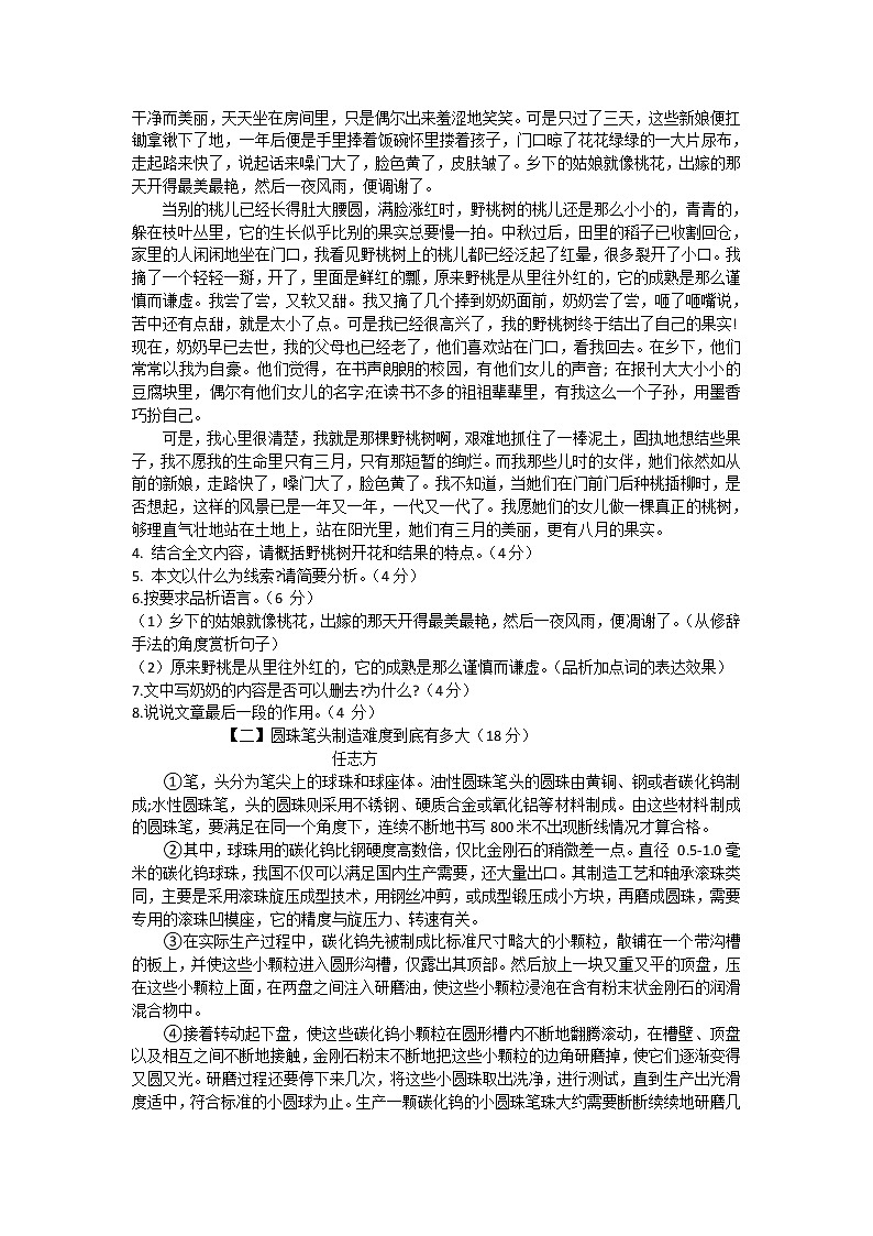 2021年安徽省黄山市休宁县中考模拟语文试题03